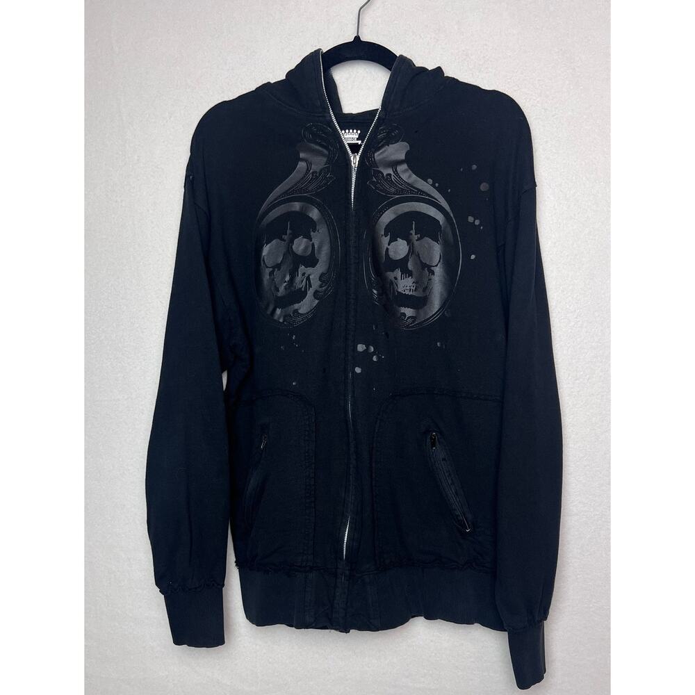 Premium Blac Label Hoodie Size Medium Black Skull Distressed MMVI